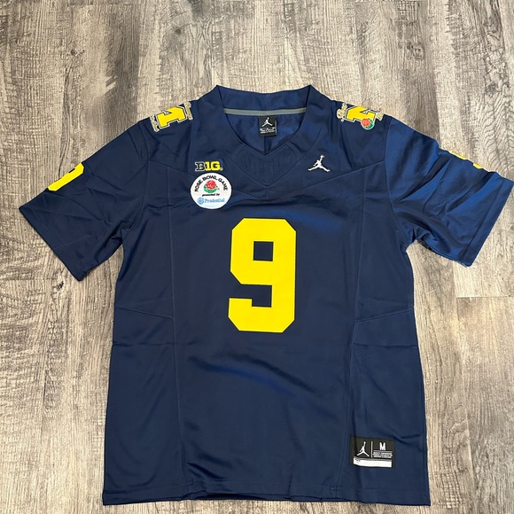 JJ McCarthy Michigan Wolverines Rose Bowl 2024 Blue Jersey Size S-XXL - Picture 2 of 9